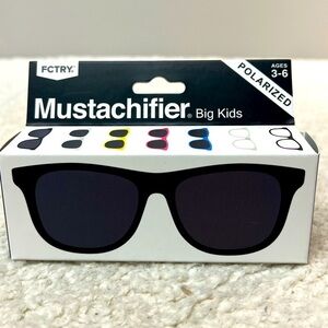 FCTRY “Mustachifier" Black Polarized Big Kids Sunglasses
